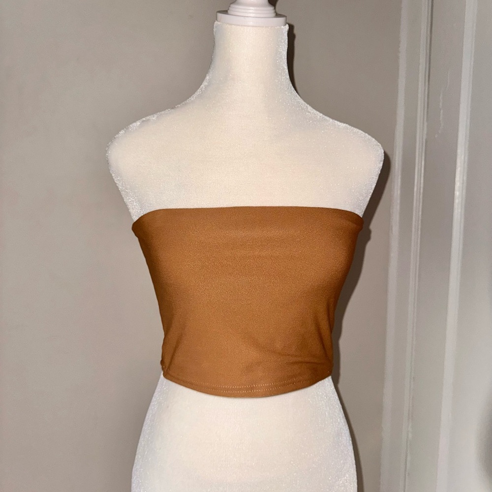 Women's Brown Cropped Tube Top
